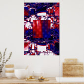 Poster Arrêt | Art fractal rouge et bleu (Cuisine)