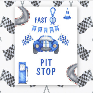 Poster Arrêt au stand de voiture de course à l'aquarelle