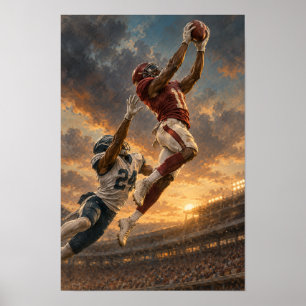 Poster Arrêt de football américain en plein saut – Stade