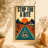Poster Arrêt de la route 66 pour une bouchée Diner du dés