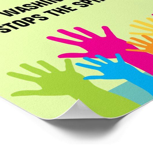 Poster Arrêt De Lavage De Main Diffusion De Germes Mains  (Coin)
