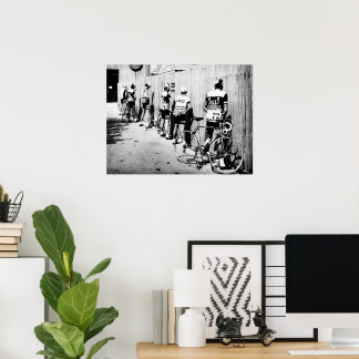 Poster Arrêt pipi des cyclistes du Tour de France vintage
