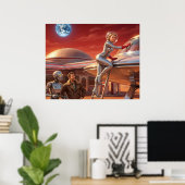 Poster Arrêt sur Mars – Futur des années 1950 (Bureau à domicile)