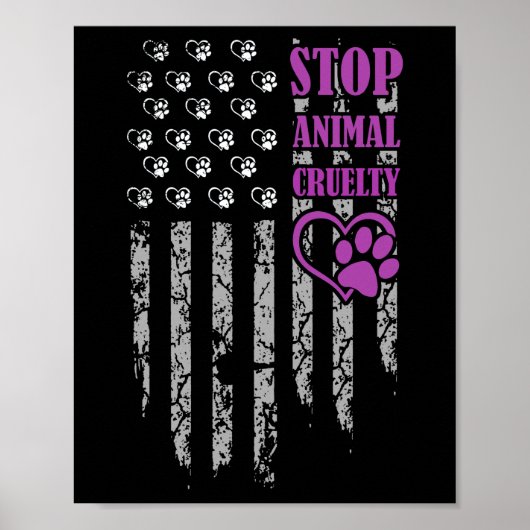 Poster Arrêter la cruauté animale Usa Drapeau Animaux de (Devant)