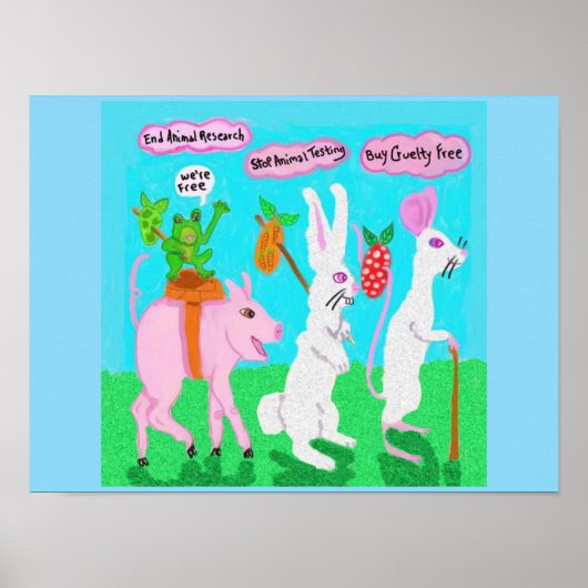 Poster Arrêter les tests sur les animaux (Devant)