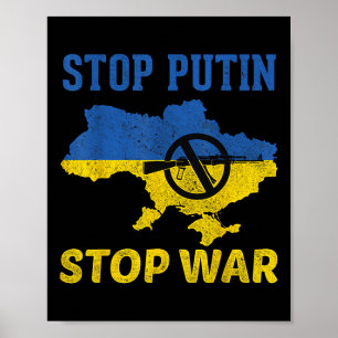Poster Arrêter Poutine Arrêter La Guerre Avec L'Ukraine L