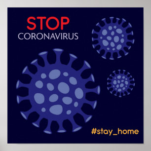 Poster Arrêtez Coronavirus, restez à la maison hashtag pr