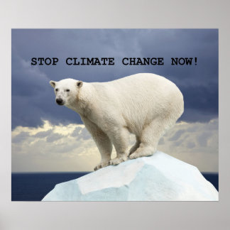 Poster ARRÊTEZ LE CHANGEMENT CLIMATIQUE MAINTENANT ! Ours