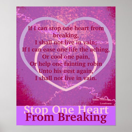 Poster Arrêtez Un Coeur De Briser La Personnaliser De L'A (Devant)