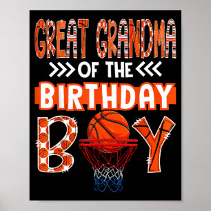 Poster Arrière-mère du garçon fêtant amateur de basketbal
