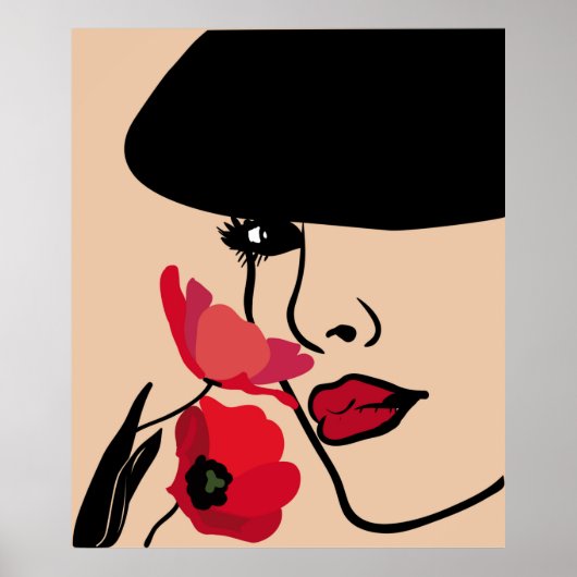 Poster Arrière - plan avec un portrait de la belle jeune (Devant)