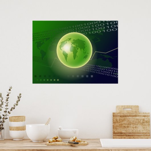 Poster Arrière - plan Binary Globe (Cuisine)
