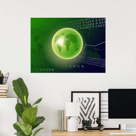 Poster Arrière - plan Binary Globe (Bureau à domicile)