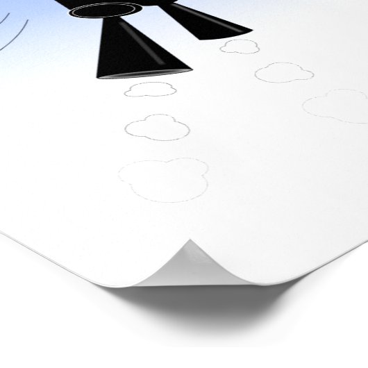 Poster Arrière - plan Black Flying Robot Blue Sky (Coin)