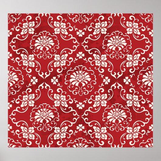 Poster Arrière - plan chinois en spirale rouge fleur. (Devant)