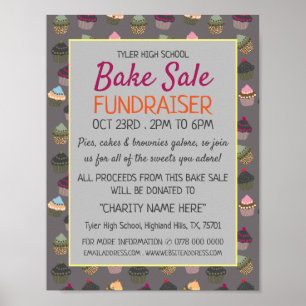 Poster Arrière - plan Cupcake, Charity Bake Sale Event Ad