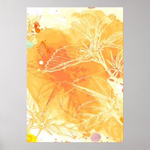Poster Arrière - plan d'aquarelle de vecteur et fleurs
