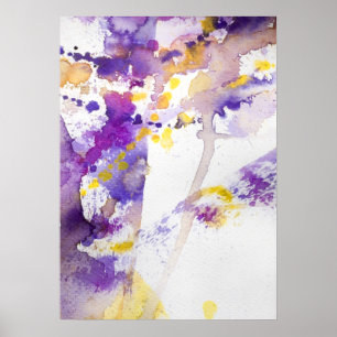 Poster arrière - plan d'aquarelle jaune et violet