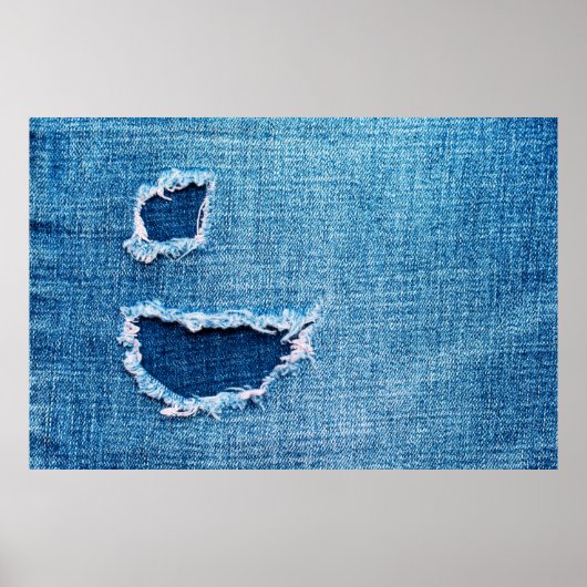Poster Arrière - plan de denim texturé. Trou déchiré dans (Devant)