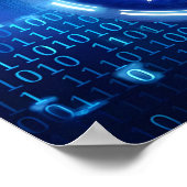 Poster Arrière - plan de données binaire bleu Abstrait (Coin)