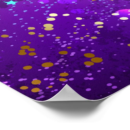 Poster Arrière - plan de feuille violet avec étoiles (Coin)