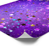 Poster Arrière - plan de feuille violet avec étoiles (Coin)