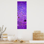 Poster Arrière - plan de feuille violet avec étoiles (Cuisine)