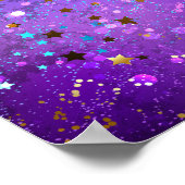 Poster Arrière - plan de feuille violet avec étoiles (Coin)