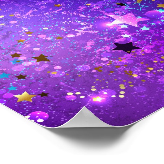 Poster Arrière - plan de feuille violet avec étoiles (Coin)