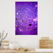 Poster Arrière - plan de feuille violet avec étoiles (Cuisine)