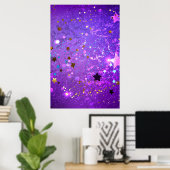 Poster Arrière - plan de feuille violet avec étoiles (Bureau à domicile)