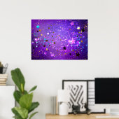 Poster Arrière - plan de feuille violet avec étoiles (Bureau à domicile)