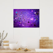 Poster Arrière - plan de feuille violet avec étoiles (Cuisine)