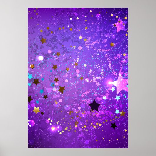 Poster Arrière - plan de feuille violet avec étoiles (Devant)