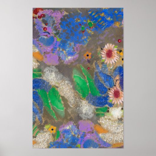 Poster Arrière - plan de fleurs abstrait d'Odilon Redon. (Devant)