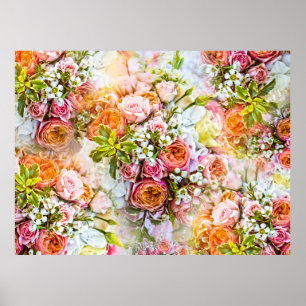 Poster Arrière - plan de fleurs d'été, bouquets de fleurs