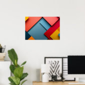 Poster Arrière - plan de formes géométriques aux couleurs (Bureau à domicile)