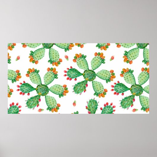 Poster Arrière - plan de jeu de cactus transparent en aqu (Devant)