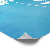 Poster Arrière - plan de l'aquarelle blanche sur bleu (Coin)