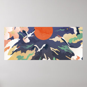 Poster Arrière - plan de luxe de style oriental doré. chi