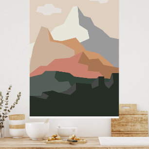Poster Arrière - plan de montagne minimaliste