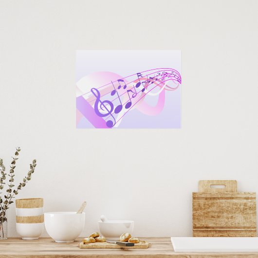 Poster Arrière - plan de notes musicales (Cuisine)