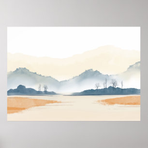 Poster Arrière - plan de paysage aquarelle