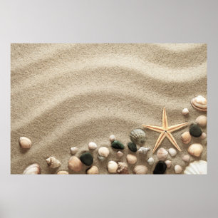 Poster Arrière - plan de plage sablonneuse avec des