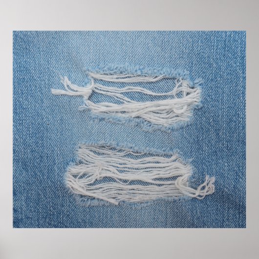 Poster Arrière - plan de texture de jean bleu déchirée. D (Devant)