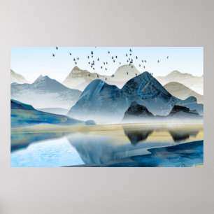 Poster arrière - plan décoratif art Abstrait. Montagnes e