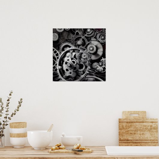 Poster Arrière - plan des engrenages Surreal Steampunk (Cuisine)