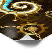 Poster Arrière - plan en bois avec cheval de mer mécaniqu (Coin)