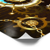 Poster Arrière - plan en bois avec cheval de mer mécaniqu (Coin)