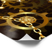 Poster Arrière - plan en bois avec cheval de mer mécaniqu (Coin)